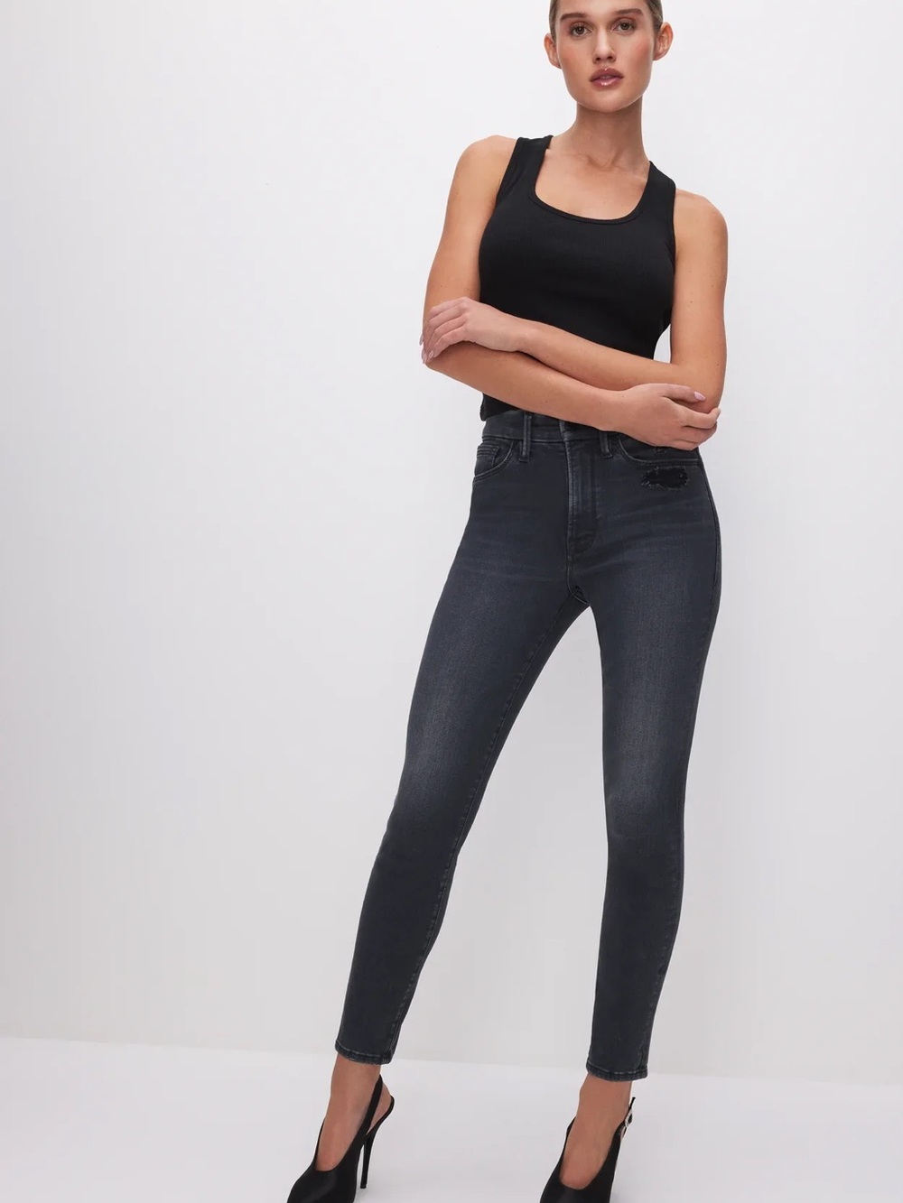 Good American Always Fit Good Legs Skinny Cropped Jeans - Picture 4 of 4